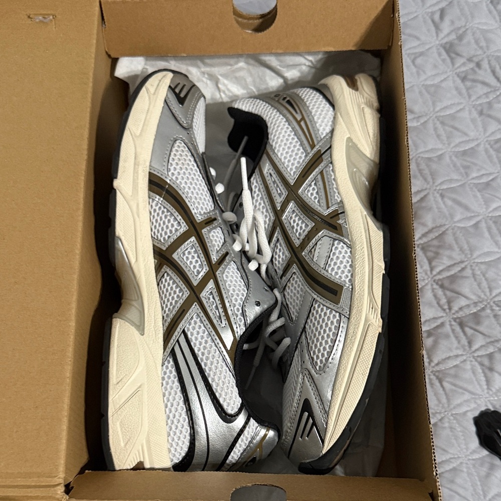 Asics Silver and Black Sneakers